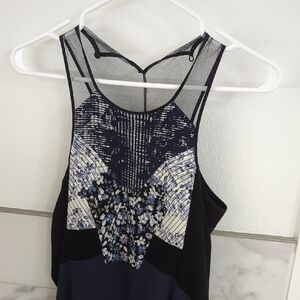 BCBGMaxAzria Black and Blue Patterned Top